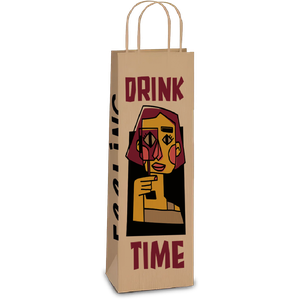 SACOLA KRAFT GARRAFA 34X14X8 DRINK TIME 01X10