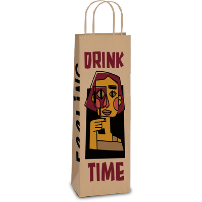 Produto Festcolor - SACOLA KRAFT GARRAFA 34X14X8 DRINK TIME 01X10