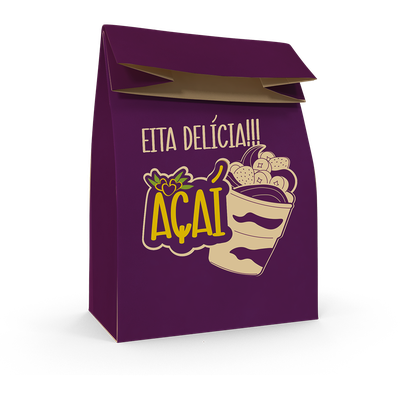 Produto Festcolor - SACO DE PAPEL M 29X24X12 DELICIA ACAI FOOD SERVICE 04X50