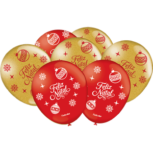 BALÃO ESPECIAL VERMELHO DOURADO NATAL CLÁSSICO