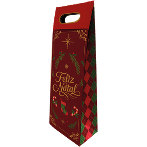SACOLA PRESENTE GARRAFA 41X12X8 NATAL CLÁSSICO
