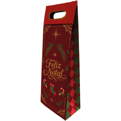 Produto Festcolor - SACOLA PRESENTE GARRAFA 41X12X8 NATAL CLÁSSICO