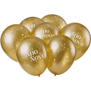BALÃO ESPECIAL DOURADO ESTAMPADO ANO-NOVO METALLIC