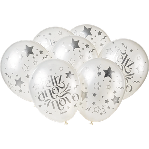 BALÃO ESPECIAL BRANCO PRATA ANO-NOVO METALLIC