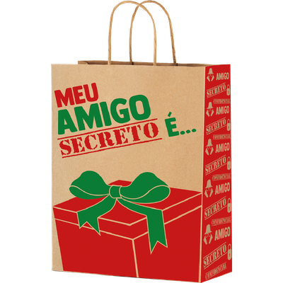 Produto Festcolor - SACOLA DE PAPEL P 28X18X9 AMIGO-SECRETO FELIZ NATAL