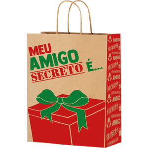 SACOLA DE PAPEL M 29X24X12 AMIGO-SECRETO FELIZ NATAL