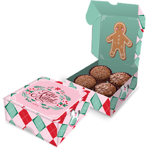 CAIXA PARA 4 DOCES NATAL CLÁSSICO ROSA