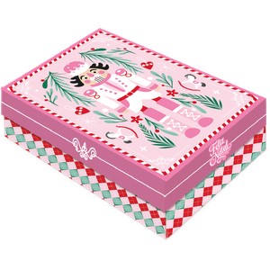 CAIXA PRESENTE RETANGULAR M NATAL CLÁSSICO ROSA