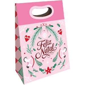 SACOLA ENVELOPE P NATAL CLÁSSICO ROSA