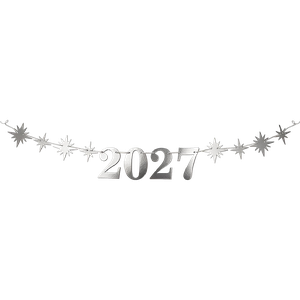 FAIXA DECORATIVA PRATA 2027 ANO-NOVO METALLIC