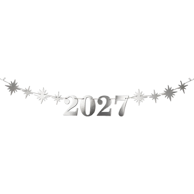 Produto Festcolor - FAIXA DECORATIVA PRATA 2027 ANO-NOVO METALLIC