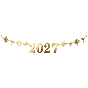 FAIXA DECORATIVA DOURADA 2027 ANO-NOVO METALLIC