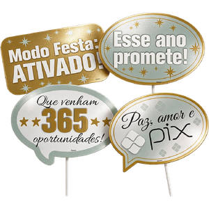 PLACAS DIVERTIDAS ANO-NOVO METALLIC