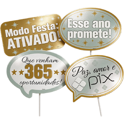 Produto Festcolor - PLACAS DIVERTIDAS ANO-NOVO METALLIC