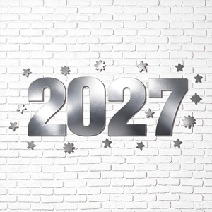 DECORAÇÃO DE PAREDE 2027 PRATA ANO-NOVO METALLIC