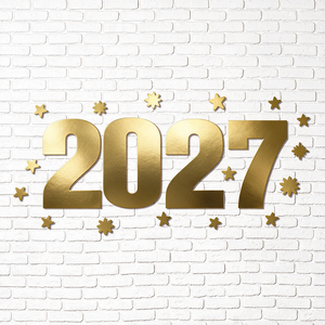 DECORAÇÃO DE PAREDE 2027 DOURADO ANO-NOVO METALLIC