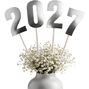 DECORAÇÃO NUMERAL 2027 PRATA ANO-NOVO METALLIC