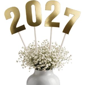 DECORAÇÃO NUMERAL 2027 DOURADA ANO-NOVO METALLIC