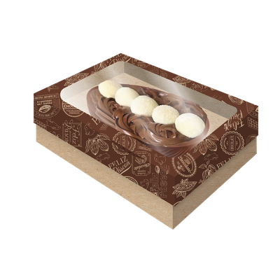 Produto Festcolor - CAIXA OVO TAMPA COM VISOR G PÁSCOA KRAFT PURO CACAU