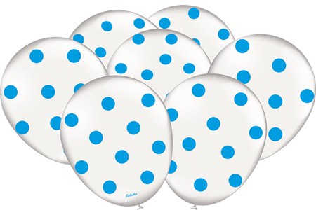 BALÃO DECORADO POÁ BRANCO E AZUL CLARO
