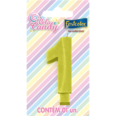 Produto Festcolor - VELA CANDY AMARELA N° 1