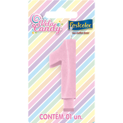 Produto Festcolor - VELA CANDY ROSA N° 1