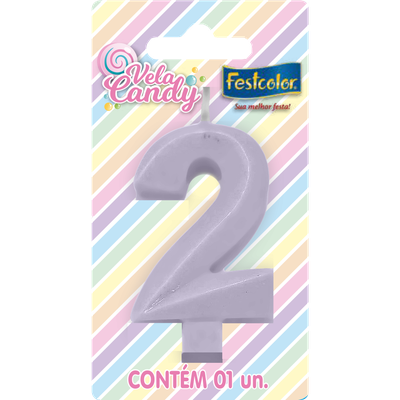 Produto Festcolor - VELA CANDY LILÁS N° 2