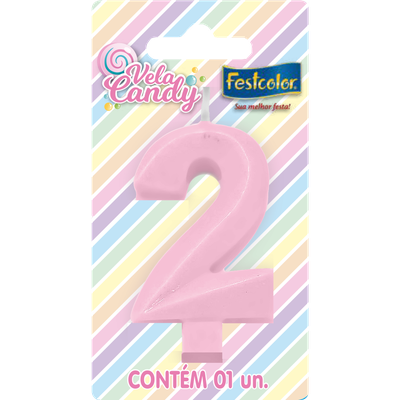 Produto Festcolor - VELA CANDY ROSA N° 2