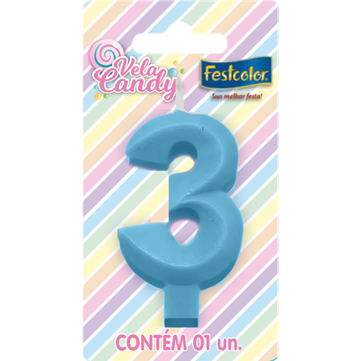 Produto Festcolor - VELA CANDY AZUL N° 3