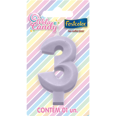 Produto Festcolor - VELA CANDY LILÁS N° 3