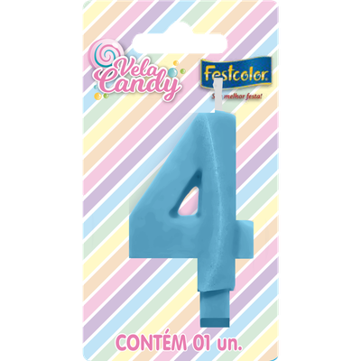 Produto Festcolor - VELA CANDY AZUL N° 4