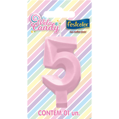 Produto Festcolor - VELA CANDY ROSA N° 5