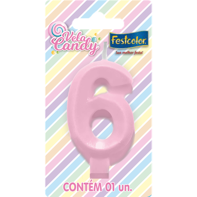 Produto Festcolor - VELA CANDY ROSA N° 6