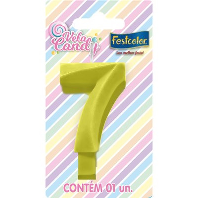 Produto Festcolor - VELA CANDY AMARELA N° 7