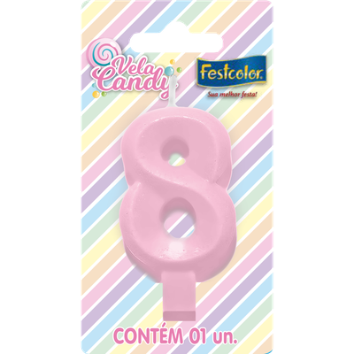 Produto Festcolor - VELA CANDY ROSA N° 8