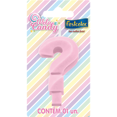 Produto Festcolor - VELA CANDY ROSA INTERROGAÇÃO