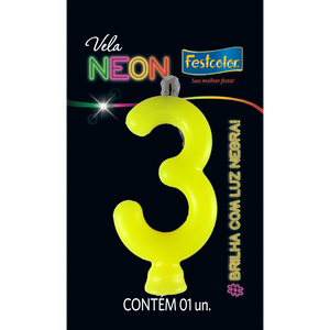 VELAS NEON AMARELO N° 3