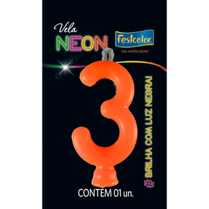 VELAS NEON LARANJA N° 3