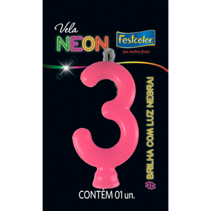 VELAS NEON ROSA N° 3