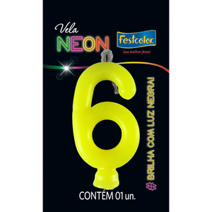 VELAS NEON AMARELO N° 6