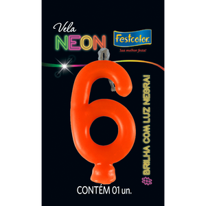 VELAS NEON LARANJA N° 6