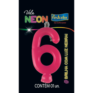 VELAS NEON ROSA N° 6