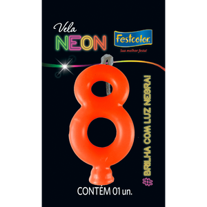 VELAS NEON LARANJA N° 8