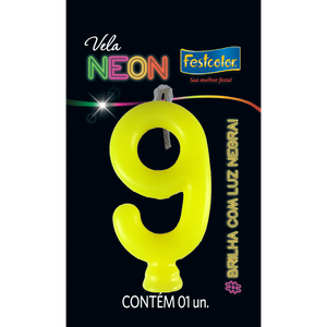 VELAS NEON AMARELO N° 9