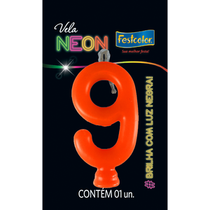 VELAS NEON LARANJA N° 9