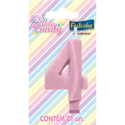 Produto Festcolor - VELA CANDY ROSA N° 4