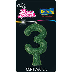 VELA PURO GLITTER VERDE N° 3