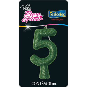 VELA PURO GLITTER VERDE N° 5