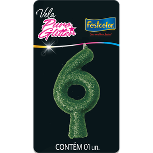 VELA PURO GLITTER VERDE N° 6