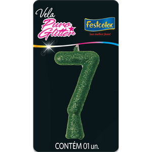 VELA PURO GLITTER VERDE N° 7